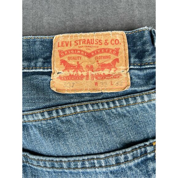 Levis 527 Jeans Women W31 L32 31x32 Blue Bootcut Y2K Low Rise Faded Distressed - Picture 9 of 11